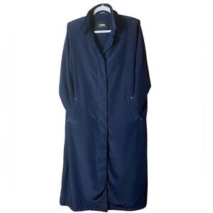 UTEX Design Wm’s Sz 10 Navy Blue Long Hidden Button Raincoat Long Trench Coat